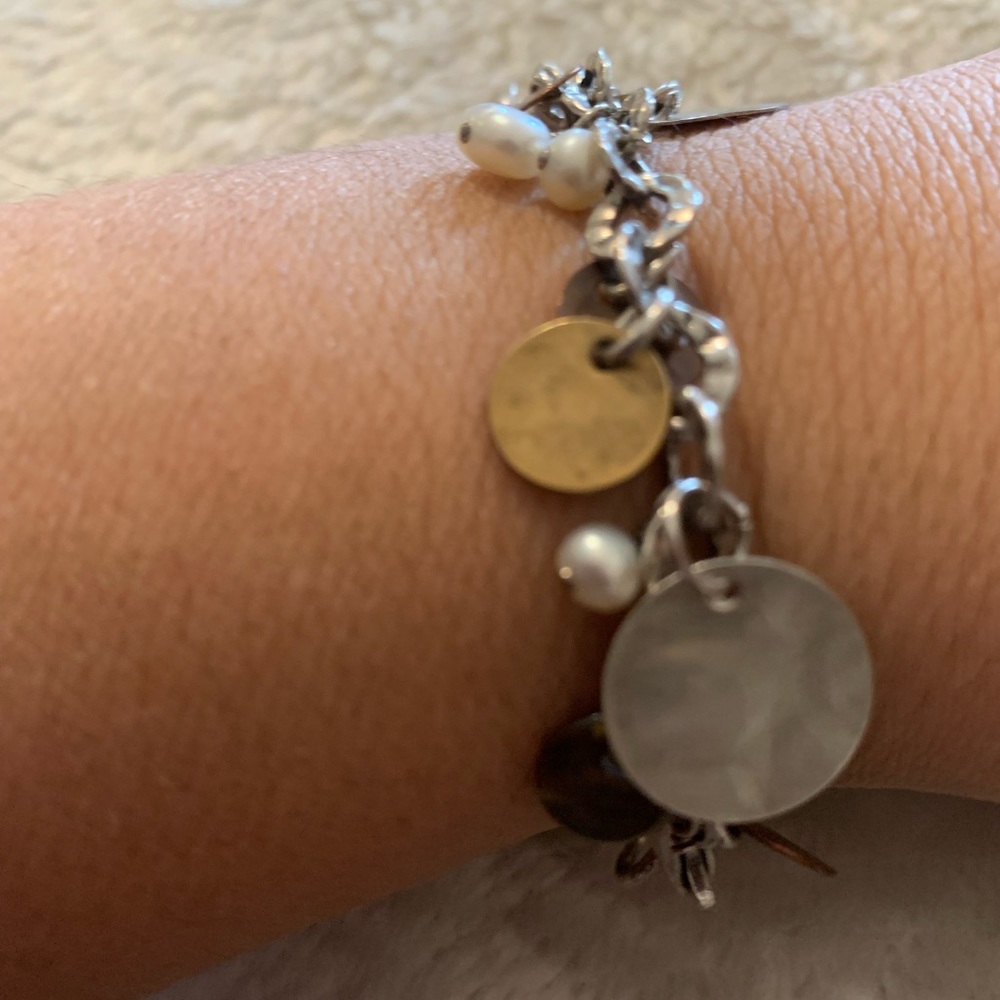 Silpada mixed metals pearls, brass, copper,sterling silver cha cha bracelet